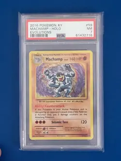 2016 Pokemon XY Machamp Holo Evolutions #59 PSA 7 - Image 1