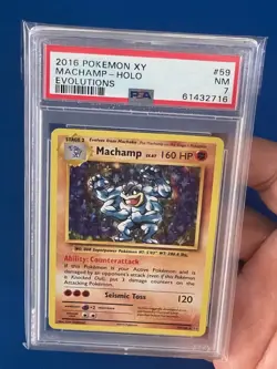 2016 Pokemon XY Machamp Holo Evolutions #59 PSA 7 - Image 3