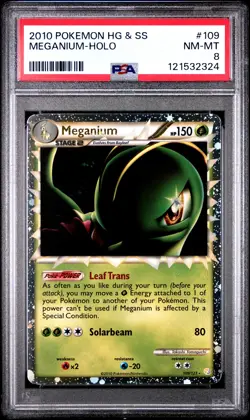 2010 POKEMON HEARTGOLD & SOULSILVER #109 MEGANIUM-HOLO PSA 8 - Image 1