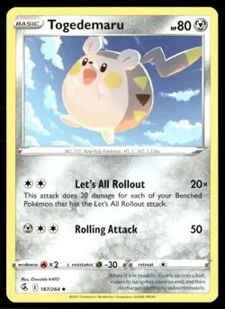 2021 Fusion Strike Set Pokemon Card 187 Togedemaru NM - Image 1