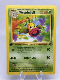 🍀 Weepinbell 48/64 Jungle 1st Edition Non Holo Foil Pokemon 1999 Vintage Card - Image 1