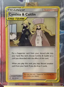 Pokemon Card Cynthia & Caitlin Cosmic Eclipse Uncommon 189/236 Near Mint - Image 1