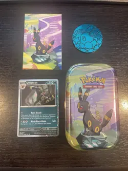 Costco Umbreon Prismatic Tin, Umbreon 059 Promo Holo, Fact Card & Umbreon Coin - Image 1