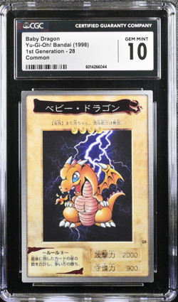 CGC 10 Baby Dragon Yu-Gi-Oh! Bandai 1st Generation #28 1998 Yugioh Exclusive - Image 1