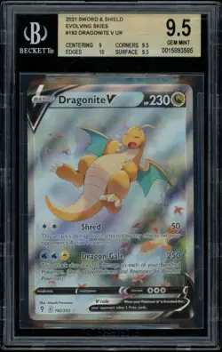 BGS 9.5 GEM MINT Dragonite V 192/203 Evolving Skies Alt Art Card 2021 Pokemon - Image 1