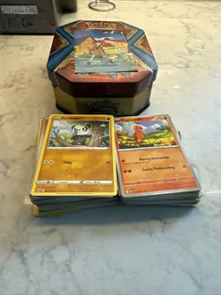 Pokemon Salamance Empty Tin With Bulk Card Lot NM/Mint + Unclaimed Code Cards! - Image 3