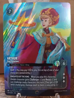 Disney Lorcana Shimmering Skies Arthur King Victorious Holo Enchanted 221/204 - Image 1