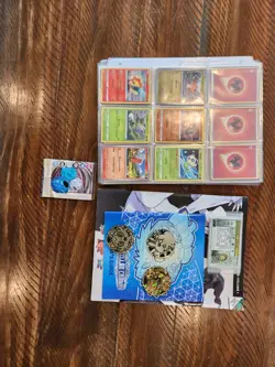 LOT OF POKEMON' CARDS 300+, UNSEARCHED IN SLEEVES &books,coins, random card - Image 1