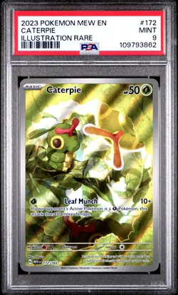 2023 POKEMON MEW EN-151 ILLUSTRATION RARE #172 CATERPIE PSA 9 - Image 1