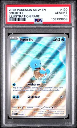 2023 POKEMON MEW EN-151 ILLUSTRATION RARE #170 SQUIRTLE PSA 10 - Image 1