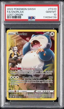 2022 POKEMON SWORD & SHIELD LOST ORIGIN #TG10 FULL ART/SNORLAX PSA 10 - Image 1