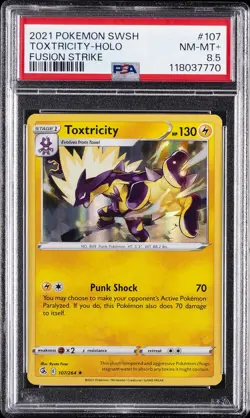2021 POKEMON SWORD & SHIELD FUSION STRIKE #107 TOXTRICITY-HOLO PSA 8.5 - Image 1