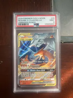 Pokemon TCG Reshiram & Charizard GX Unbroken Bonds Tag Team 20/214 PSA 9! - Image 1