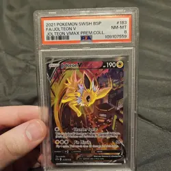 2021 POKEMON SWSH BLACK STAR PROMO #183 FULL ART/JOLTEON V PSA 8 - Image 1