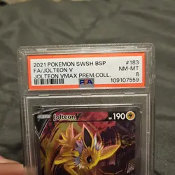 2021 POKEMON SWSH BLACK STAR PROMO #183 FULL ART/JOLTEON V PSA 8 - Image 2