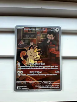 Team Rockets Meowth 203/182 SV10 Destined Rivals Illustrated Card Mint Condition - Image 1