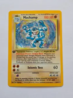 1st Edition Machmp 8/102 Base Set Rare Holo Pokemon Card WOTC - EX/Near Mint - Image 1