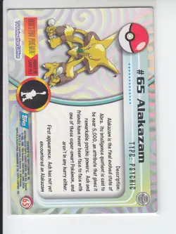 #65 Alakazam Topps Pokemon Card Holo TV Animation Series 1998 See Scans - Image 2