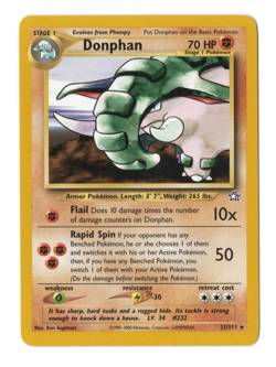 Donphan 21/111 Pokemon Card TCG Neo Genesis Rare LP - Image 1