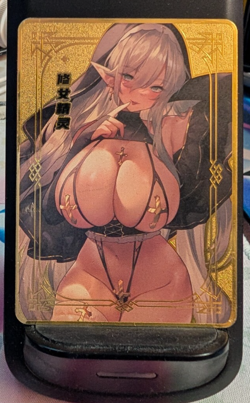 Super Busty Elf Nun Metal Card Goddess Story Sea Moon Partying Anime Waifu - Image 1
