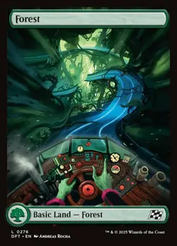 4x (276) Forest - FOIL - FULL ART Driver's Seat Land MTG Aetherdrift NM Magic Fo - Image 1