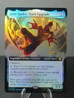 0279 Iron Spider, Stark Upgrade Extended Art Foil Magic The Gathering Spider-Man - Image 1