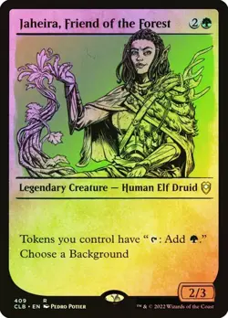 NM Showcase Foil Jaheira, Friend of the Forest, MTG, Baldur's Gate, Magic, 409 - Image 1
