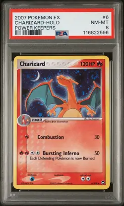 2007 POKEMON EX POWER KEEPERS #6 CHARIZARD-HOLO PSA 8 - Image 1