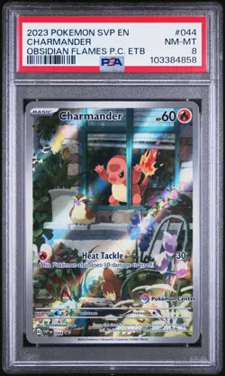 2023 POKEMON SVP OBSIDIAN FLAMES POKEMON CENTER ETB PROMO #044 CHARMANDER PSA 8 - Image 1
