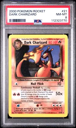 2000 POKEMON ROCKET #21 DARK CHARIZARD PSA 8 - Image 1