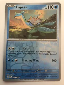 Pokemon TCG Obsidian Flames Lapras Reverse Holofoil 045/197 NM - Image 1