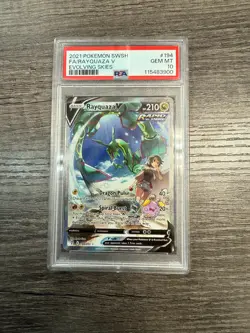 2021 POKEMON SWORD & SHIELD EVOLVING SKIES #194 FULL ART/RAYQUAZA V PSA 10 - Image 1