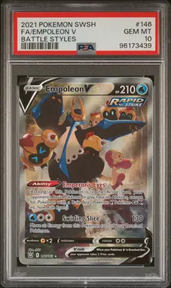 2021 POKEMON SWORD & SHIELD BATTLE STYLES #146 FULL ART/EMPOLEON V PSA 10 - Image 1