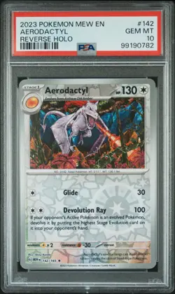 2023 POKEMON MEW EN-151 REVERSE HOLO #142 AERODACTYL PSA 10 - Image 1