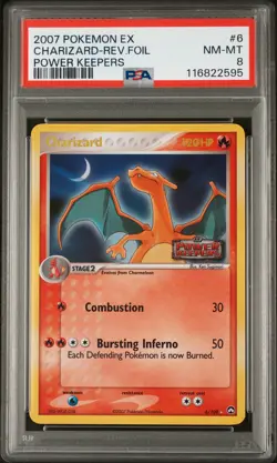 2007 POKEMON EX POWER KEEPERS #6 CHARIZARD-REVERSE FOIL PSA 8 - Image 1