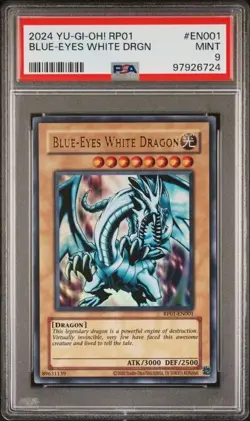 Yugioh PSA 9 MINT Blue-Eyes White Dragon RP01-EN001 Ultra Rare - Image 1