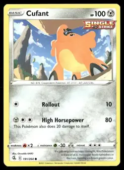 2021 Fusion Strike Set Pokemon Card 191 Cufant NM - Image 1