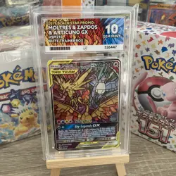 Pokemon TCG Hidden Fates Ace 10 Moltres & Zapdos & Articuno GX SM210 Promo Card - Image 1