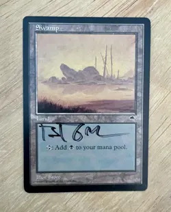 VTG 1997 MTG Card Swamp Tempest Land Wizards Of The Coast Illus. Brom Signed - Image 1