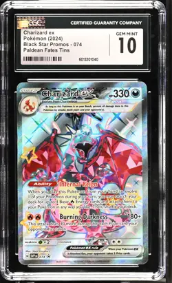 Pokemon TCG Charizard ex 074 (2024) Black Star Promo Paldean Fates Tin CGC 10 - Image 1