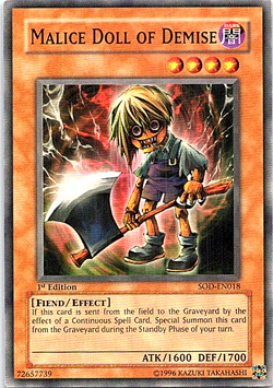 Malice Doll Of Demise SOD-EN018 Yu-Gi-Oh! Card Light Play 1st Edition - Image 1