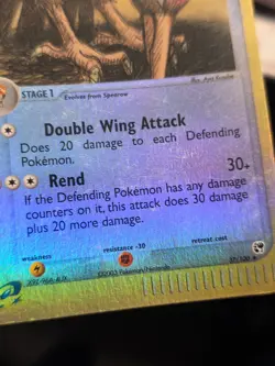 Pokemon Card Fearow 37/100 Reverse Holo Foil EX Sandstorm - Image 3