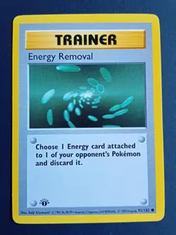 Pokemon Cards: Base Set 1st Edition Common: Energy Removal 92/102 - Image 1