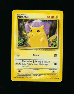 Pikachu - Pokemon Card Unlimited Edition Rare Non Holo Base Set 1999 - 58/102... - Image 1