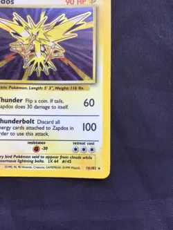 Pokemon Cards: Base Set Rare Holo: Zapdos 16/102 - Image 5