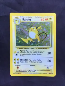 Pokemon Cards: Base Set Rare Holo: Raichu 14/102 - Image 1