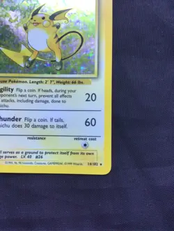 Pokemon Cards: Base Set Rare Holo: Raichu 14/102 - Image 5