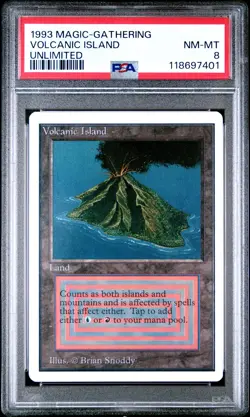 VOLCANIC ISLAND Unlimited Rare Reserved List PSA 8 MTG [Nostalgium] - Image 1