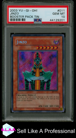 JINZO YU-GI-OH REVERSE SECRET RARE BOOSTER PACK TIN BPT-011 2002 ENGLISCH PSA 10 - Image 1