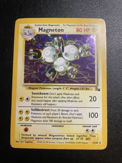 Magneton 11/62 Fossil Unlimited Holo Rare MP Pokemon Card 1999 - Image 1